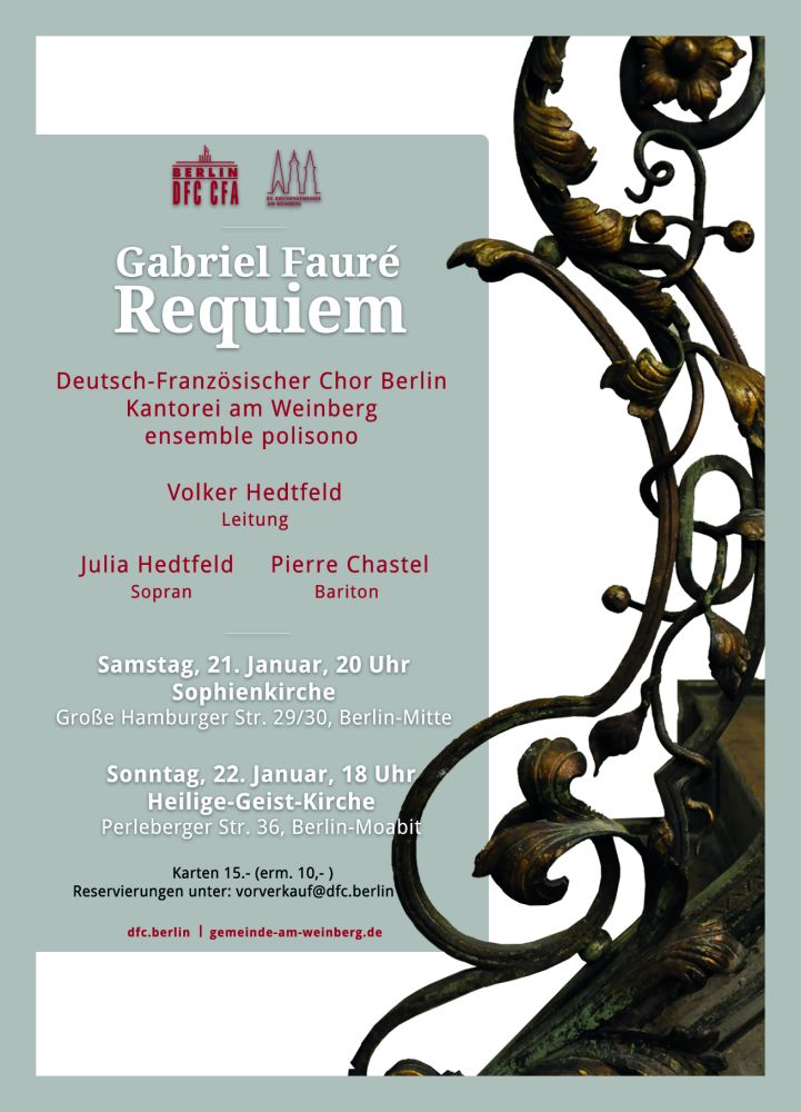 Konzert Fauré Requium Januar 23 in Berlin